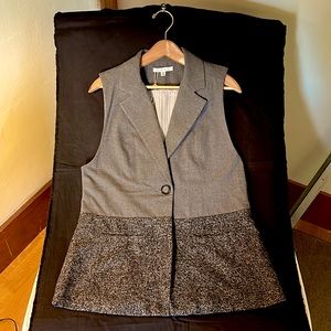 CAbi Grey Wool and Flannel Vest Sz M